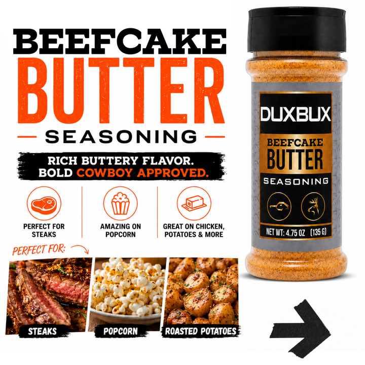 Beefcake Butter seasoning for steaks, popcorn, chicken, potatoes, and more