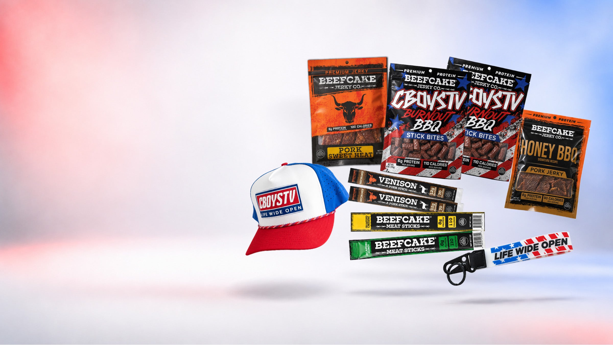 Beefcake jerky bags and meat sticks